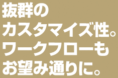 抜群のカスタマイズ性。ワークフローもお望み通りに。